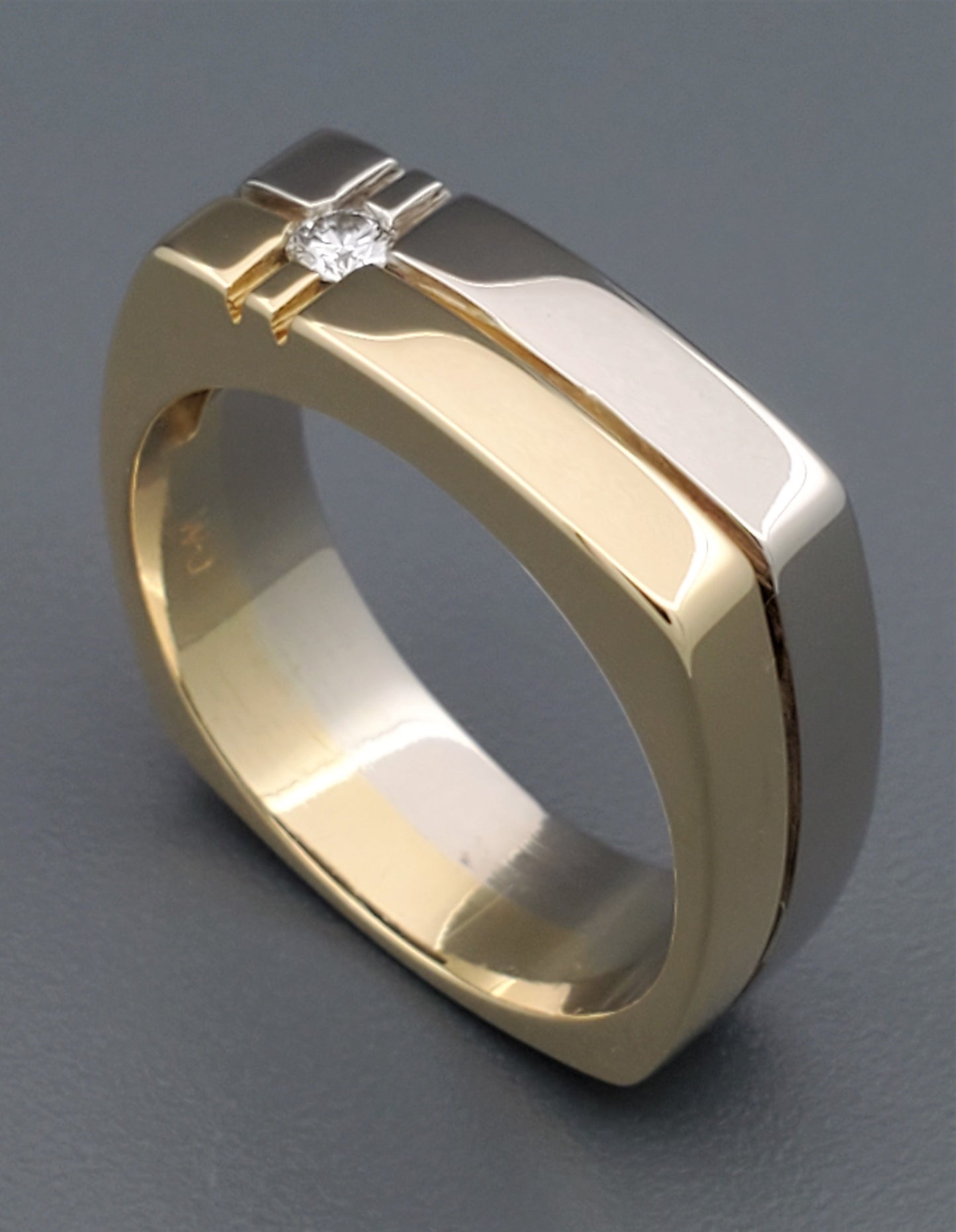 18K Two-Tone Band with Diamond Accent
