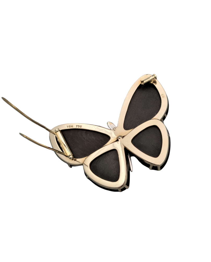 Van Cleef & Arpels Ebony Wood and Diamond Butterfly Brooch