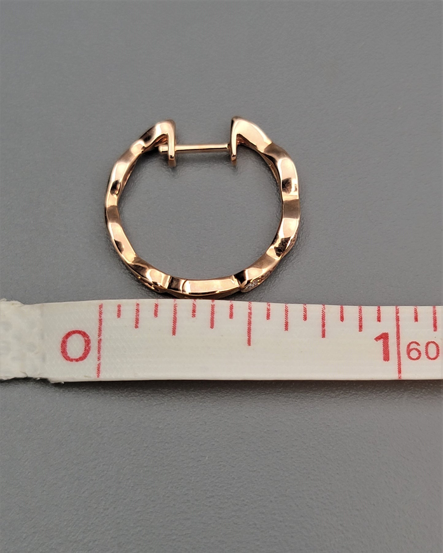 14K Rose Gold Diamond Hoop Earrings