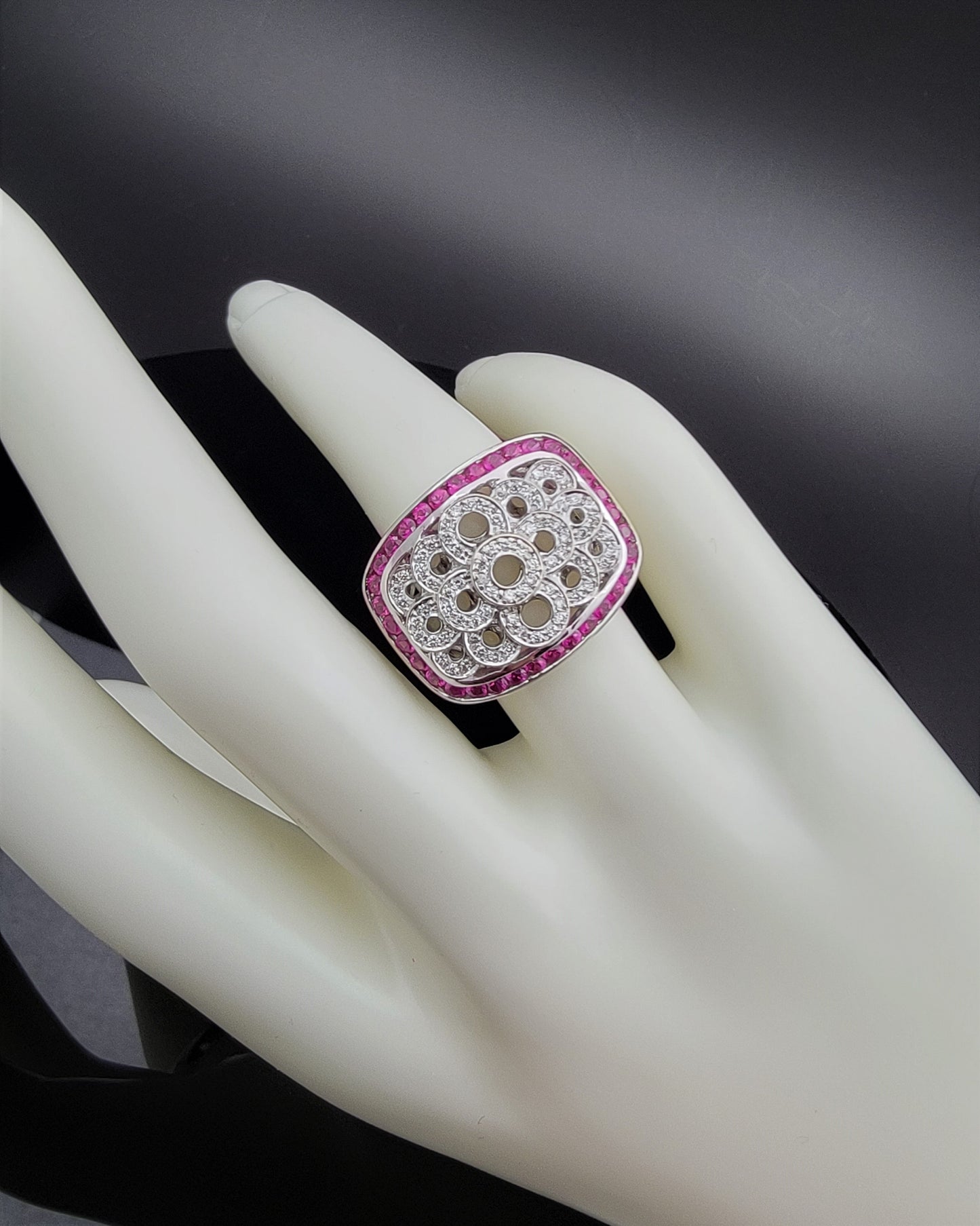Le Vian 18K White Gold Large Diamond & Ruby Ring