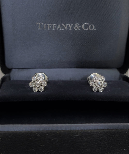 Tiffany & Co. Platinum Diamond Flower Earrings