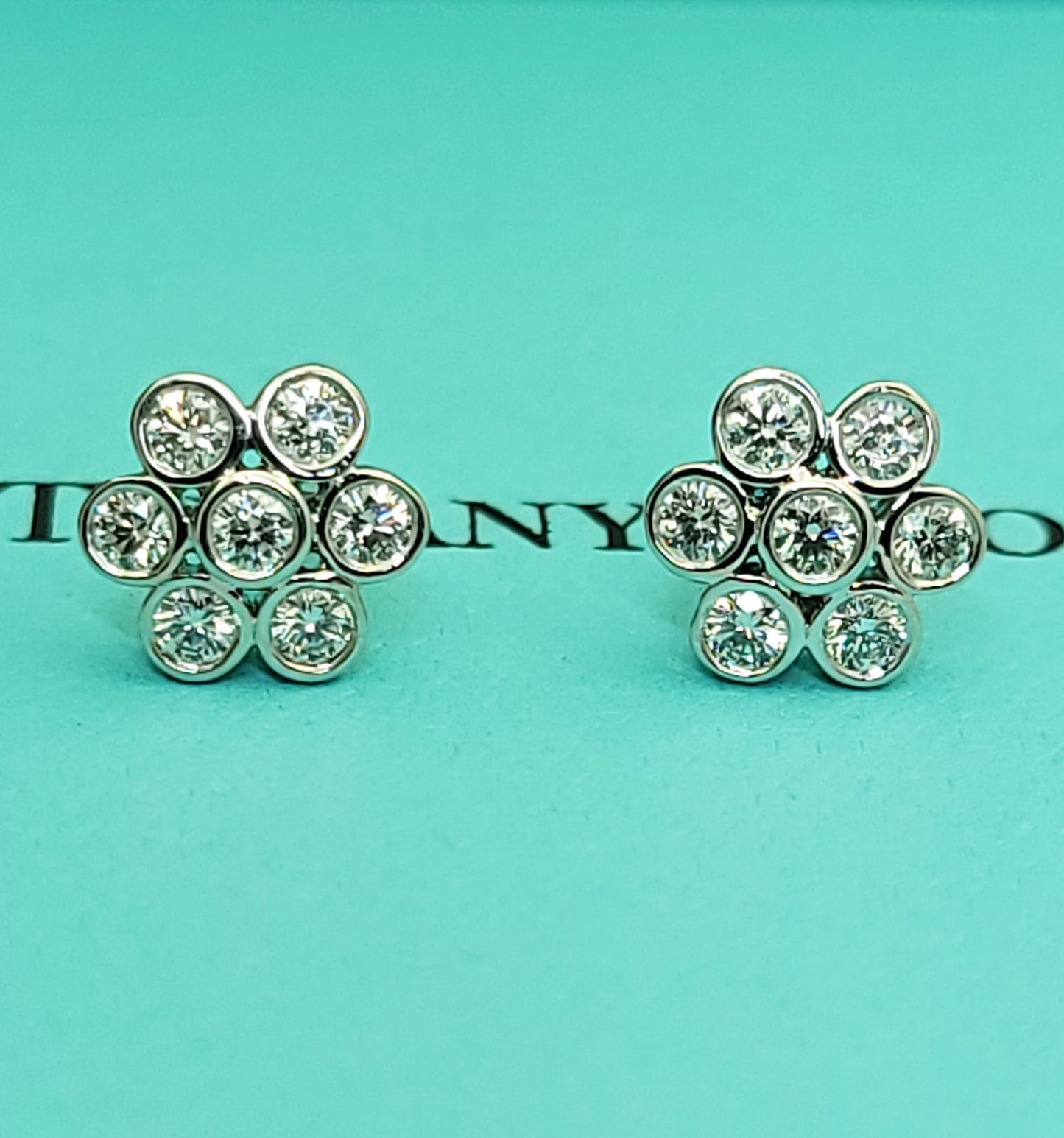 Tiffany & Co. Platinum Diamond Flower Earrings
