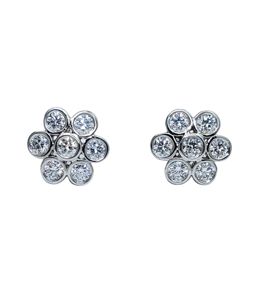 Tiffany & Co. Platinum Diamond Flower Earrings