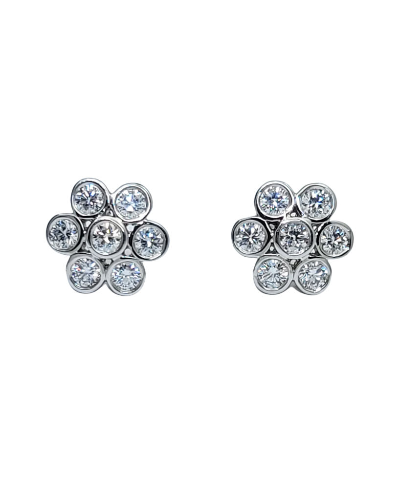 Tiffany & Co. Platinum Diamond Flower Earrings