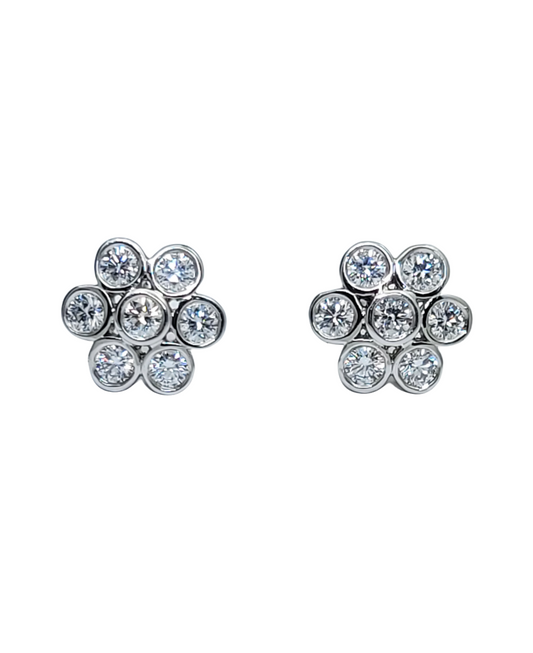 Tiffany & Co. Platinum Diamond Flower Earrings
