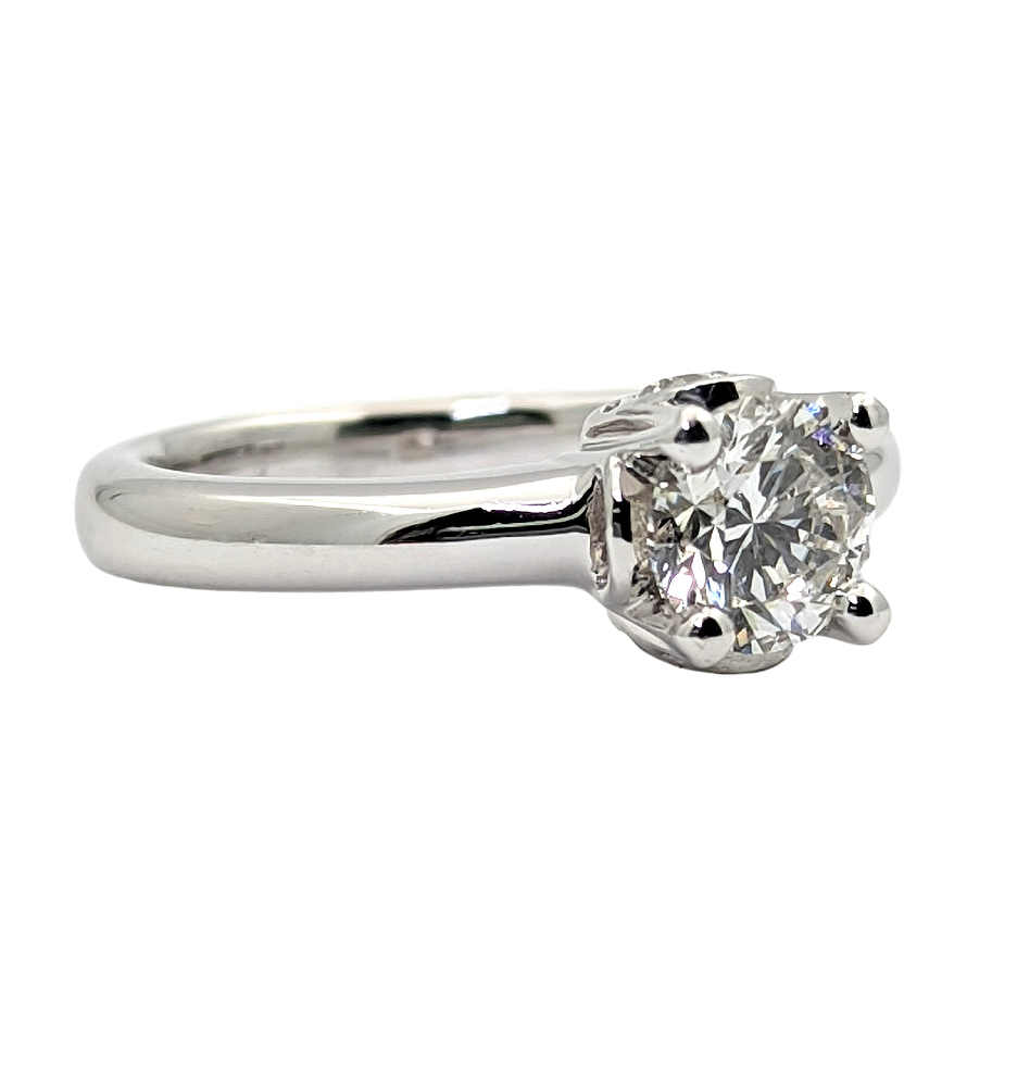 Natural Round Diamond Engagement Ring 0.91 Carat