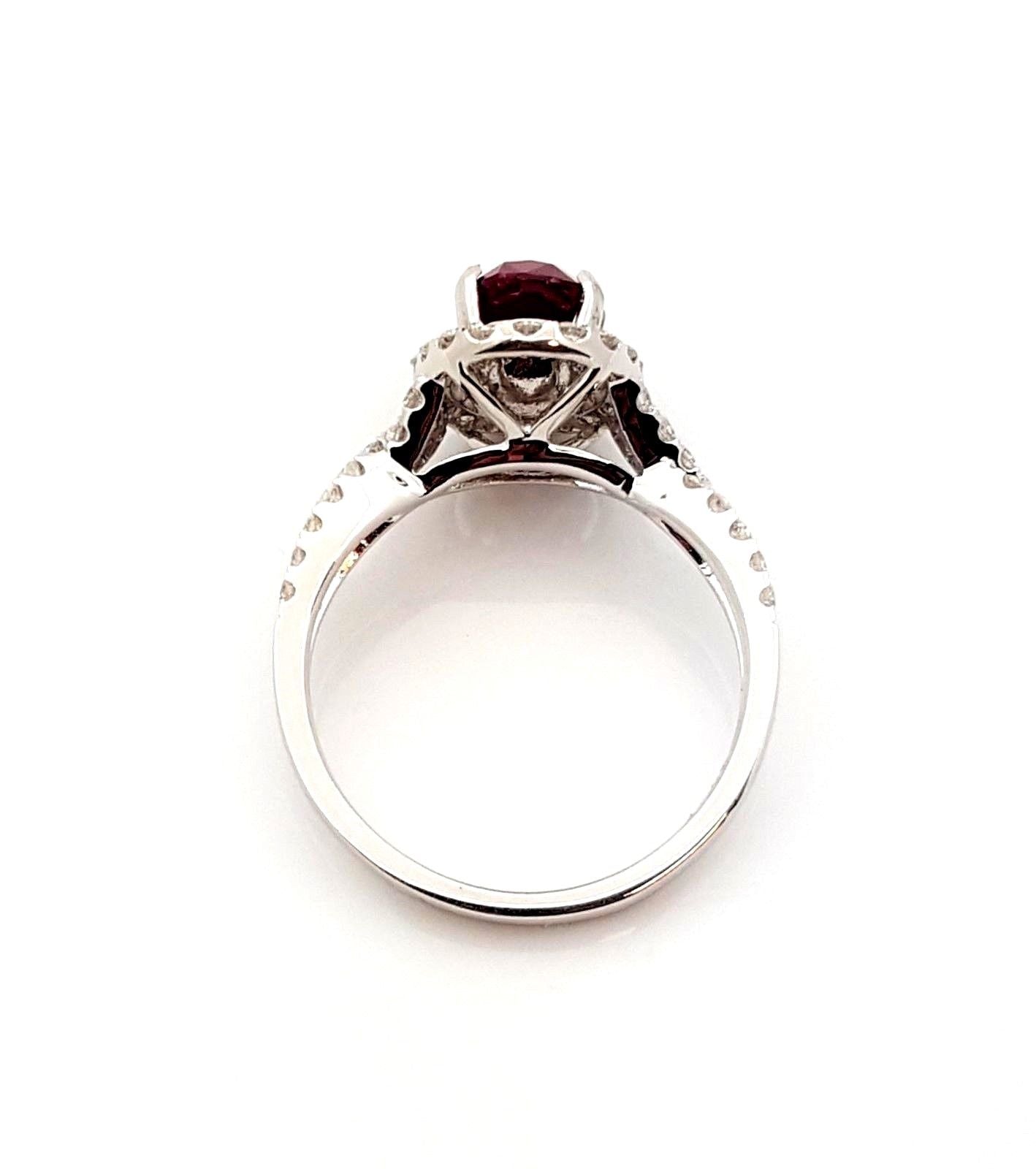 Ladies 2 Carat Natural Ruby & Diamond Engagement Ring