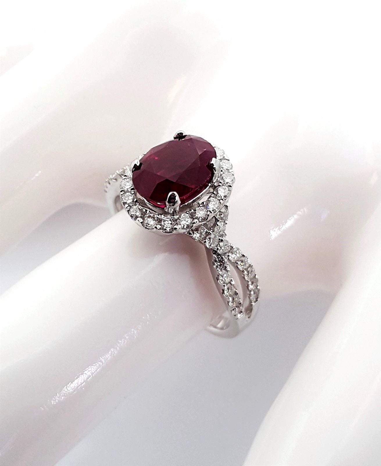 Ladies 2 Carat Natural Ruby & Diamond Engagement Ring