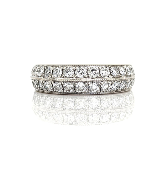 1ctw Diamond 2 Row Anniversary Ring Band in 14K White Gold
