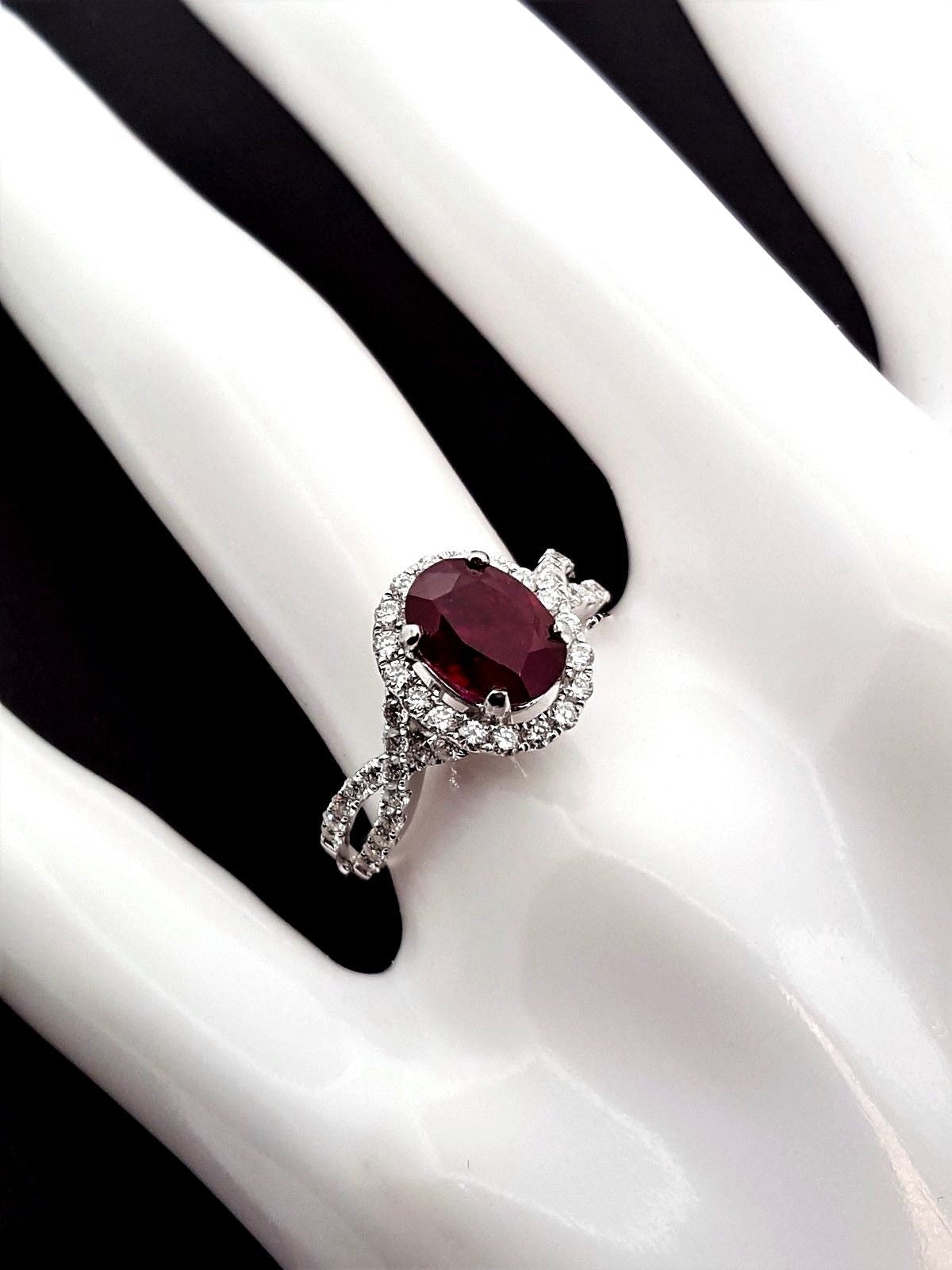 Ladies 2 Carat Natural Ruby & Diamond Engagement Ring