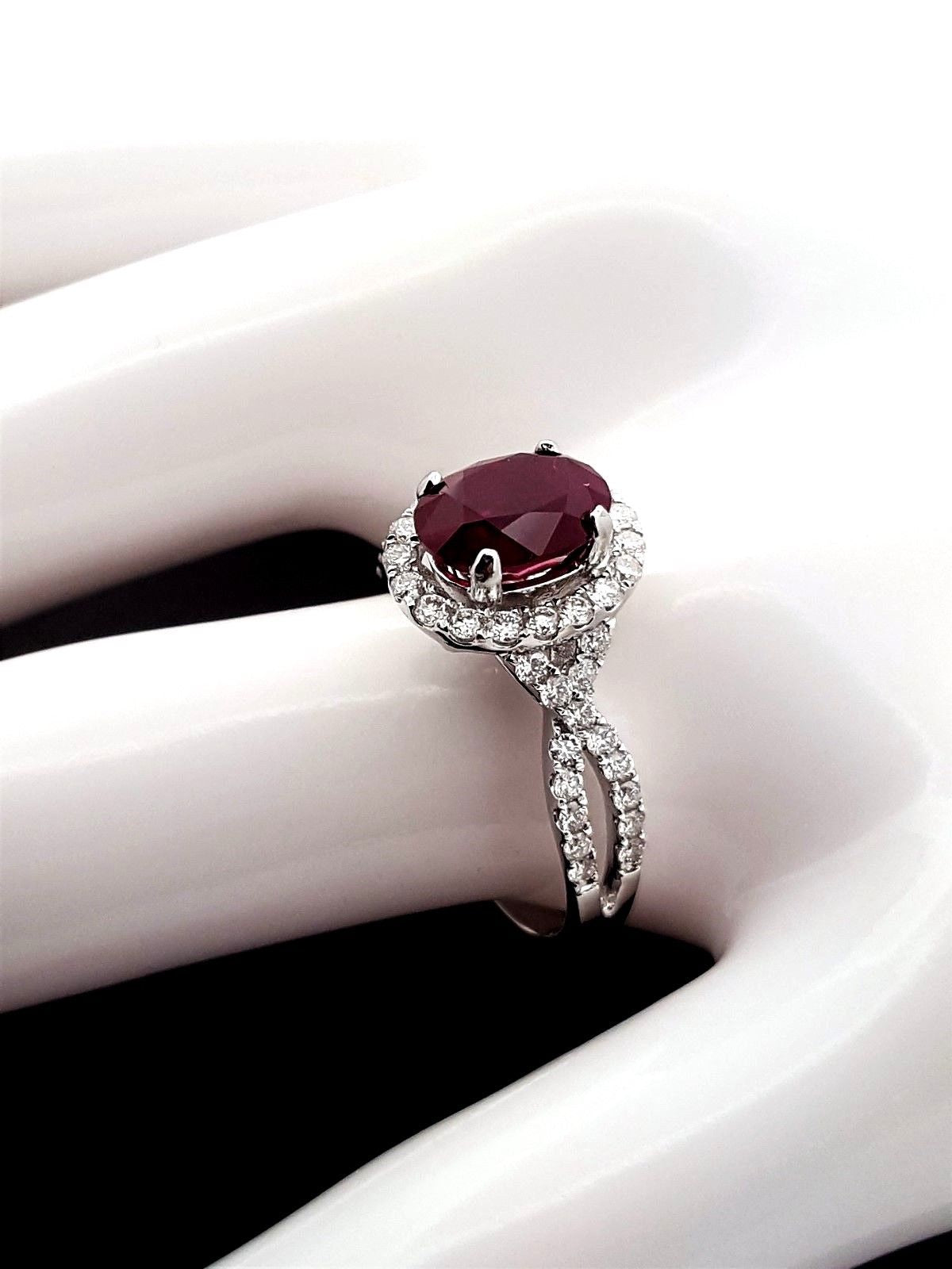 Ladies 2 Carat Natural Ruby & Diamond Engagement Ring