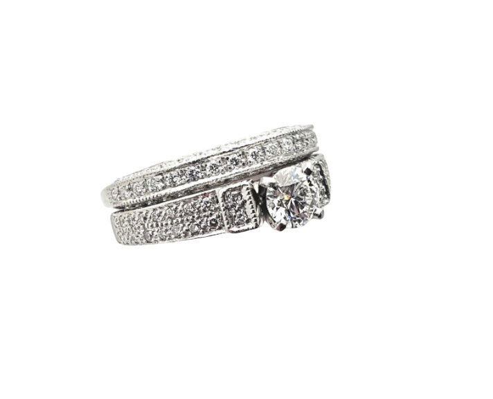 Platinum Diamond Engagement Ring Wedding Set 0.54 Carat D/VS1