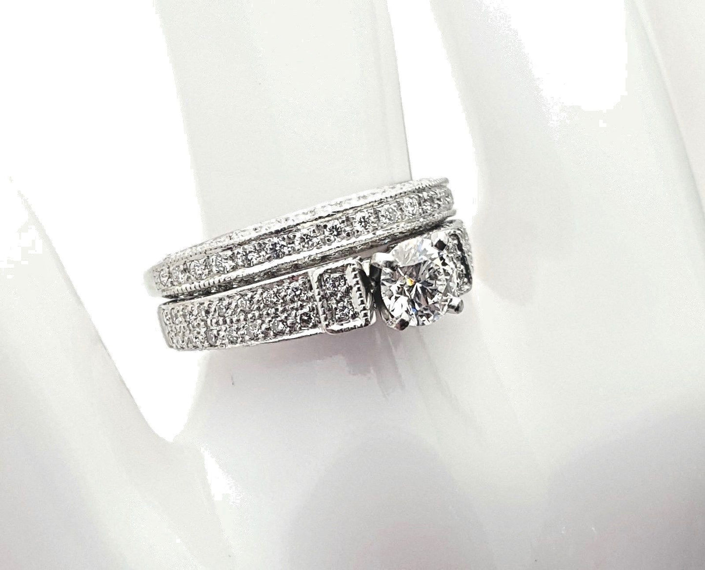 Platinum Diamond Engagement Ring Wedding Set 0.54 Carat D/VS1