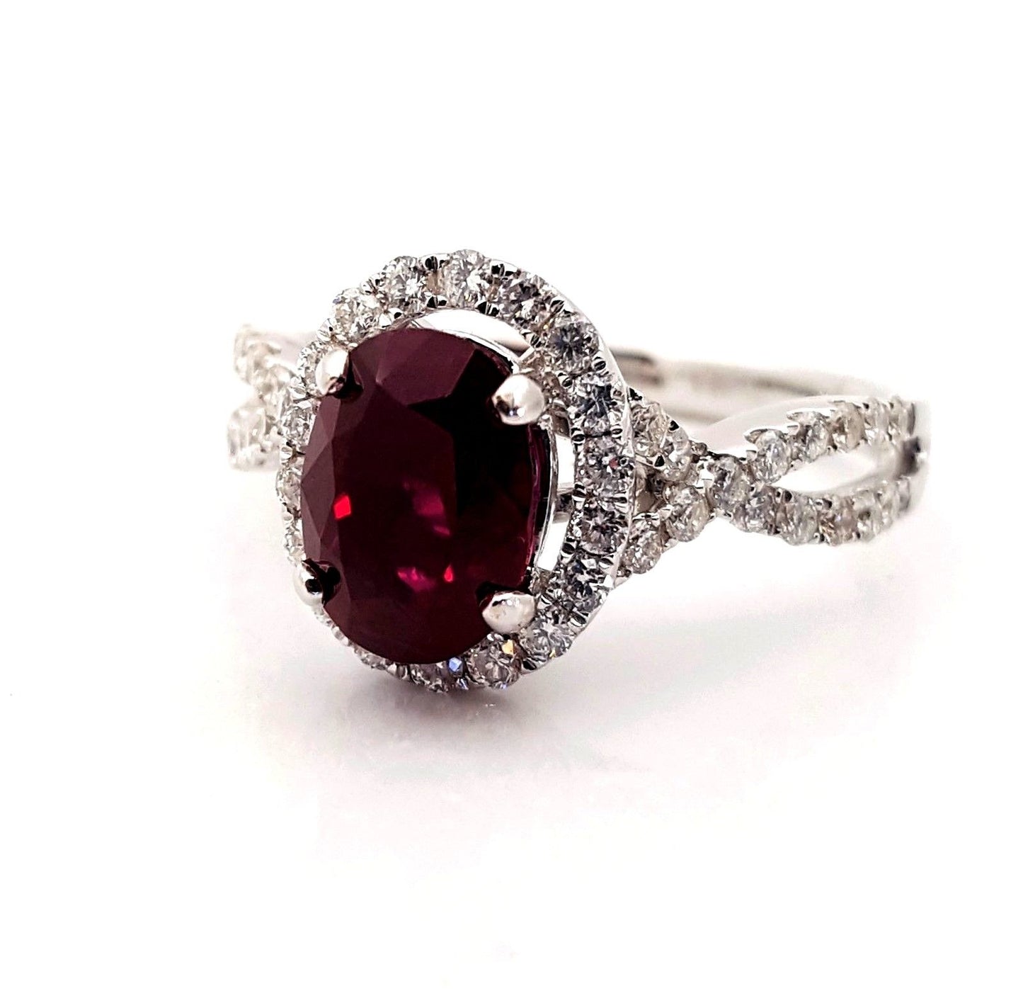 Ladies 2 Carat Natural Ruby & Diamond Engagement Ring