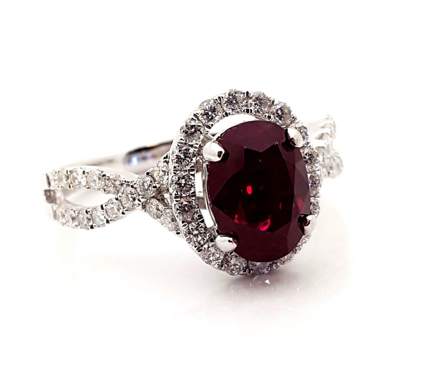 Ladies 2 Carat Natural Ruby & Diamond Engagement Ring