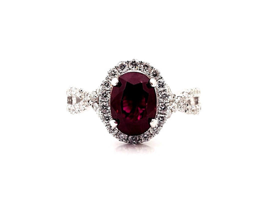 Ladies 2 Carat Natural Ruby & Diamond Engagement Ring