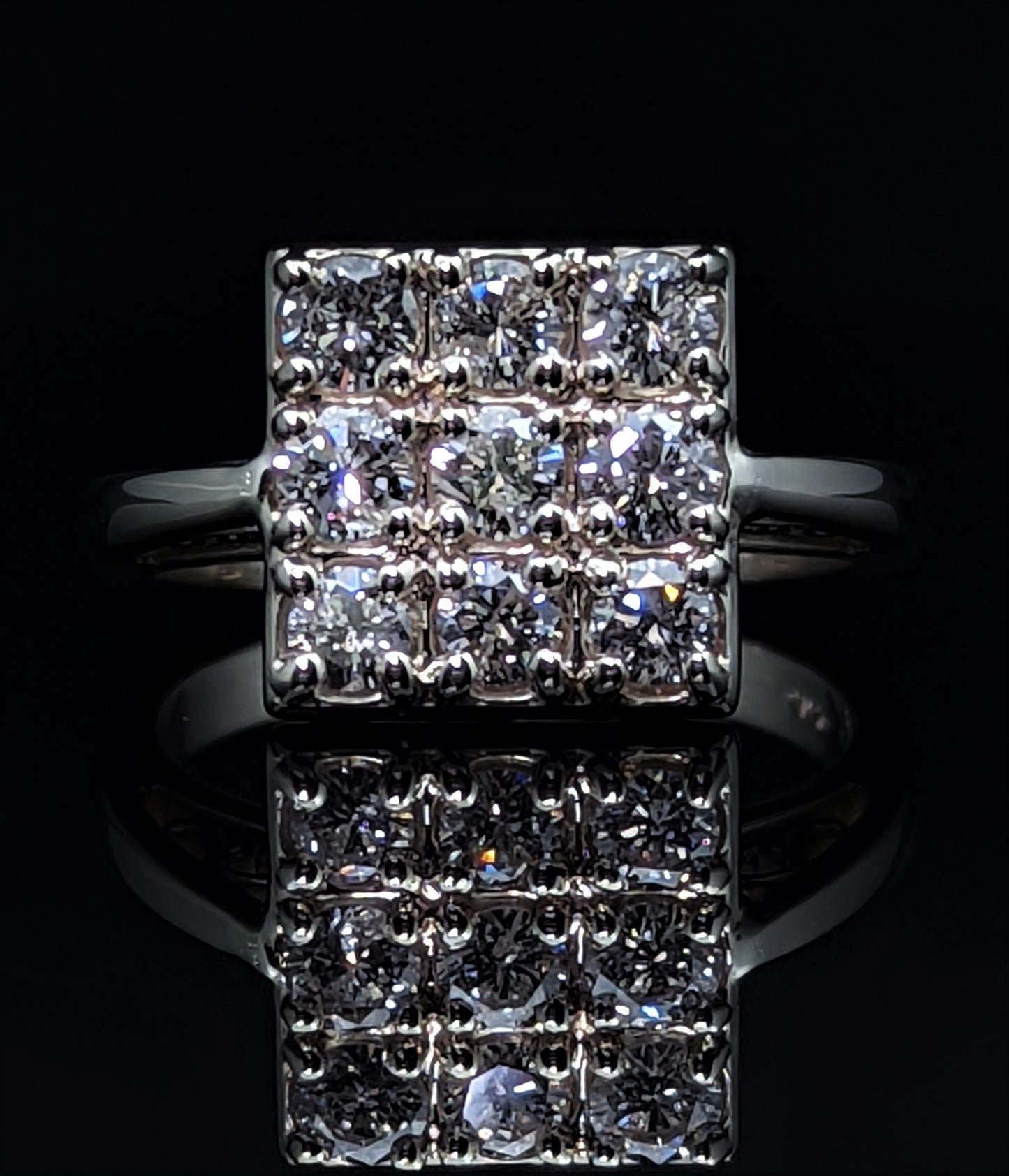 14K White Gold Diamond Cluster Ring