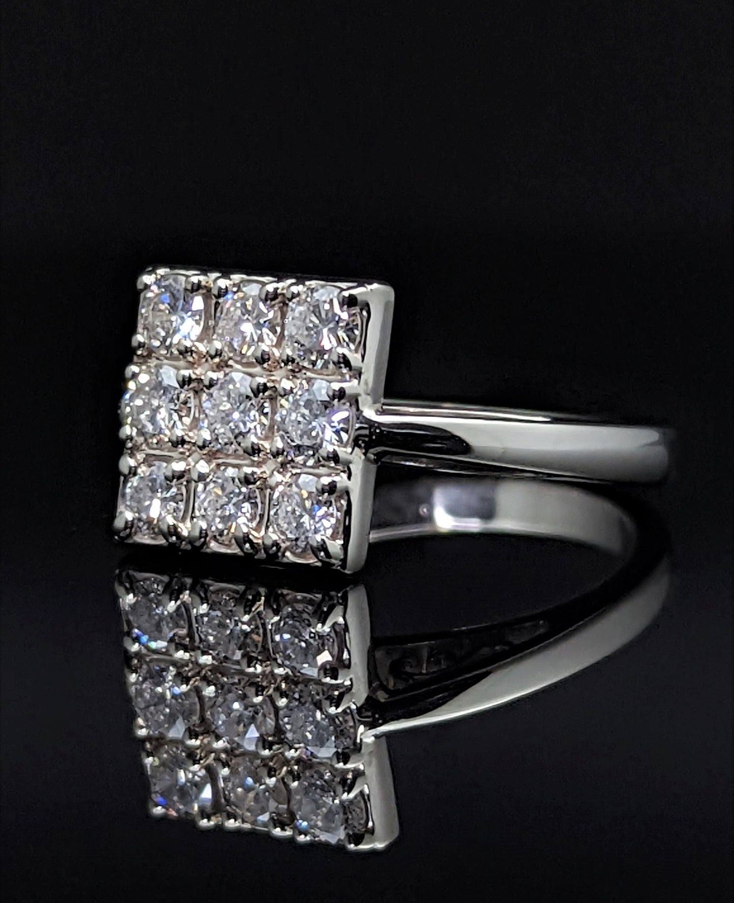 14K White Gold Diamond Cluster Ring