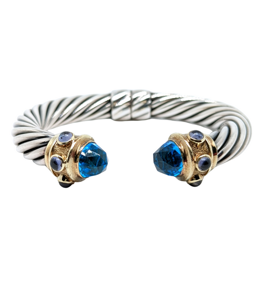 David Yurman Sterling Silver & 14K Renaissance Cable Bracelet