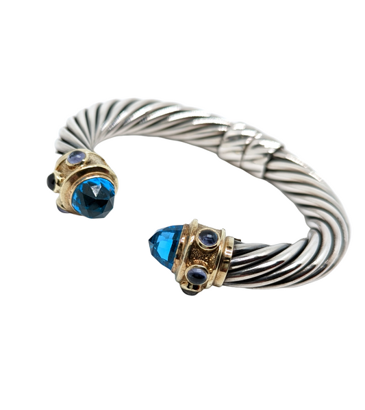 David Yurman Sterling Silver & 14K Renaissance Cable Bracelet