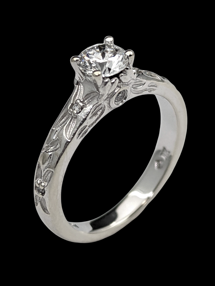 0.43 Carat D/VVS2 Super Ideal Cut Diamond Engagement Ring 18K GIA