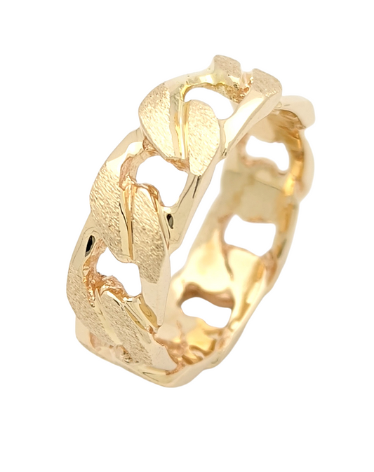 14K Yellow Gold Curb Link Style Band Ring Size 8