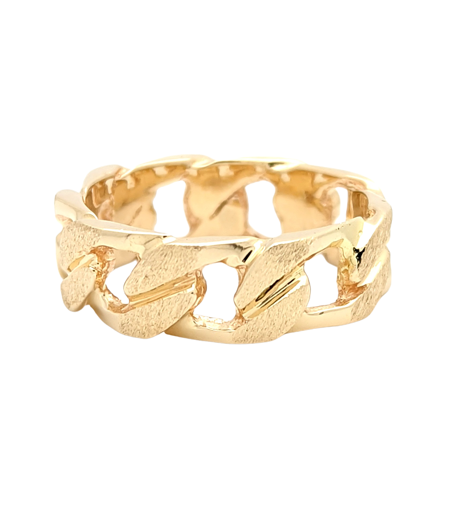 14K Yellow Gold Curb Link Style Band Ring Size 8