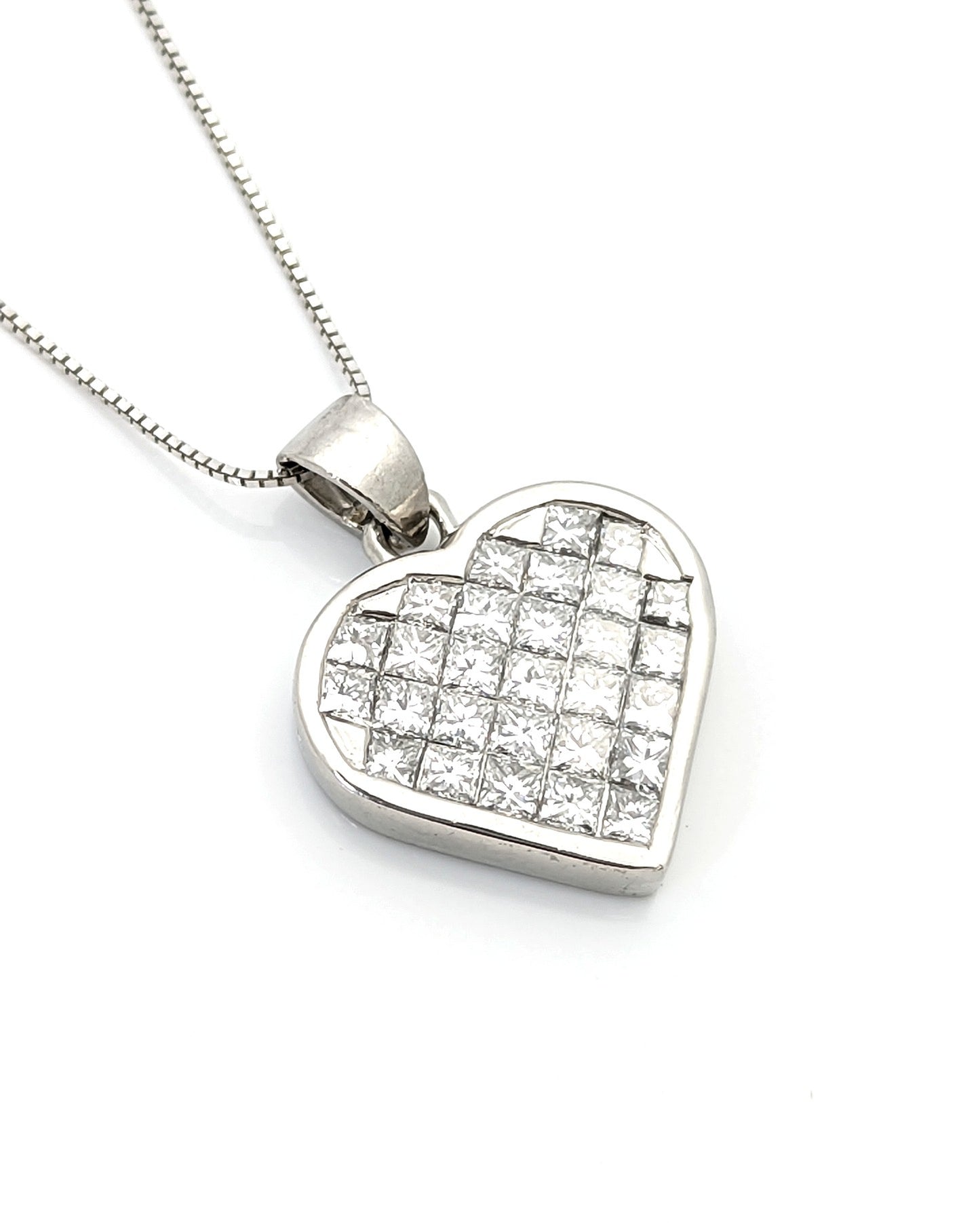 Diamond Heart Pendant in Platinum