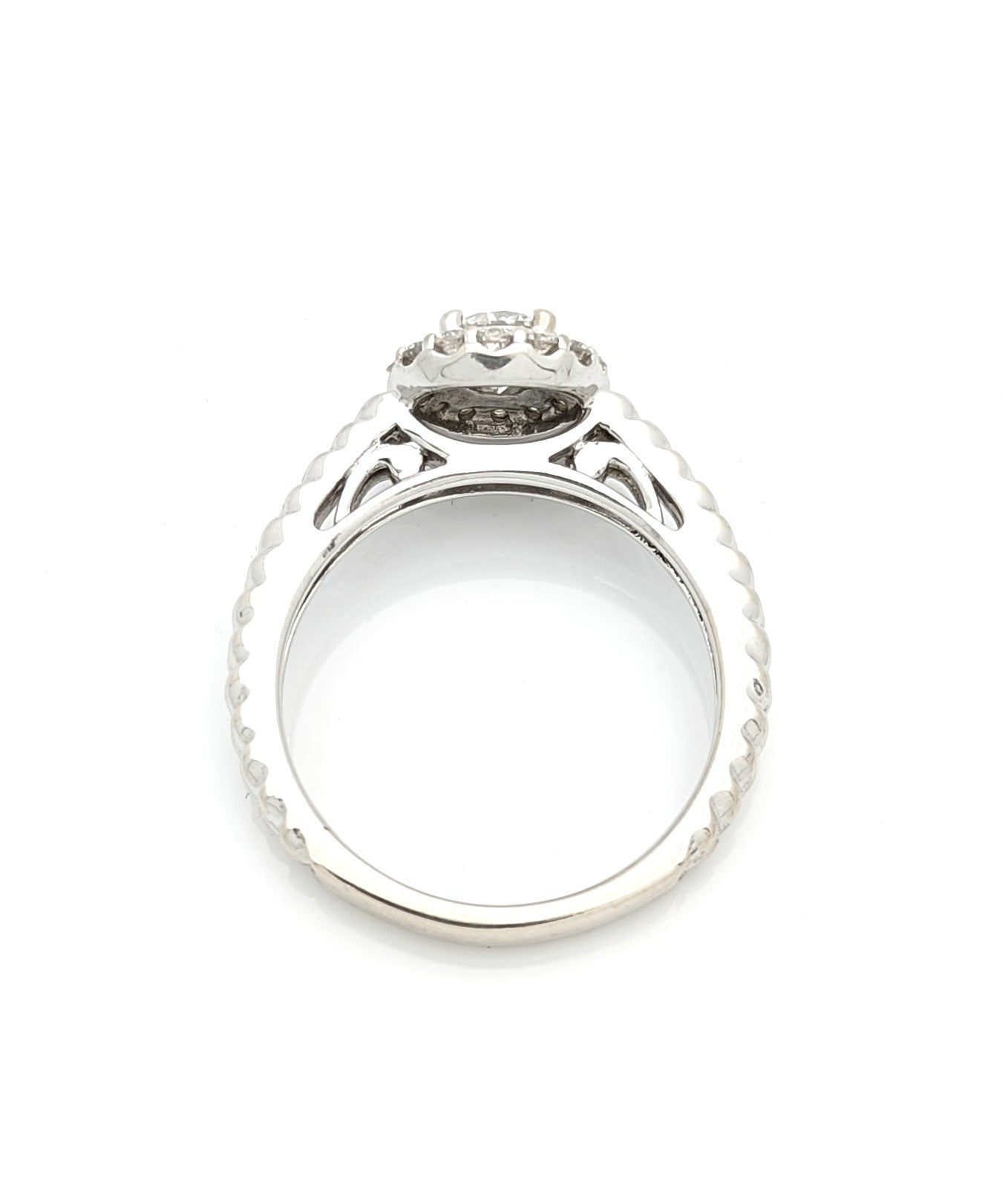 1/2 Carat Diamond Halo Engagement Ring 14K White Gold