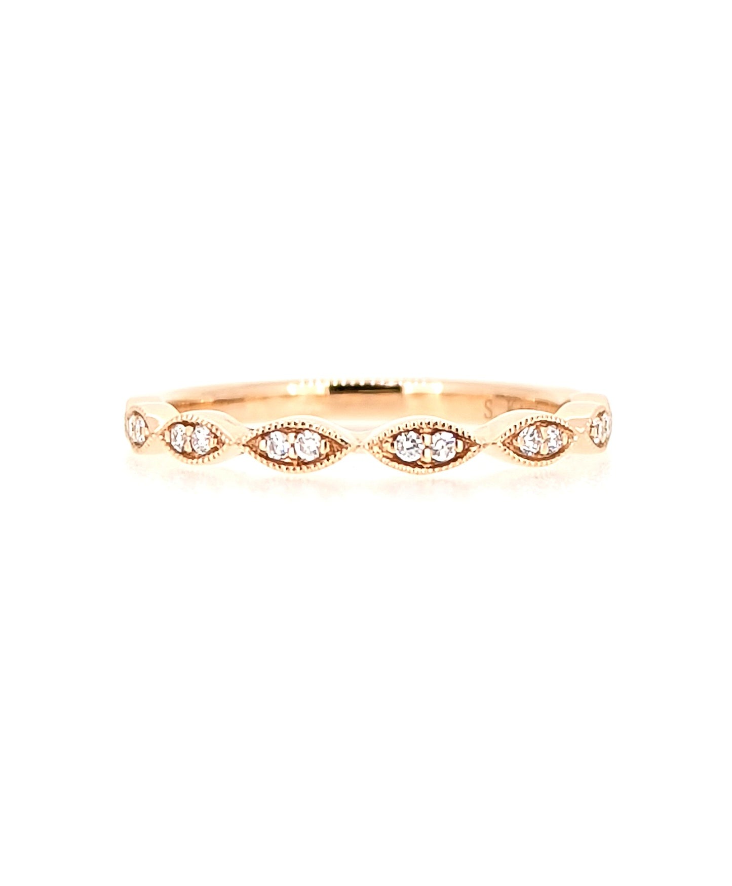 Pave-Set Diamond Wedding Band in 14K Rose Gold