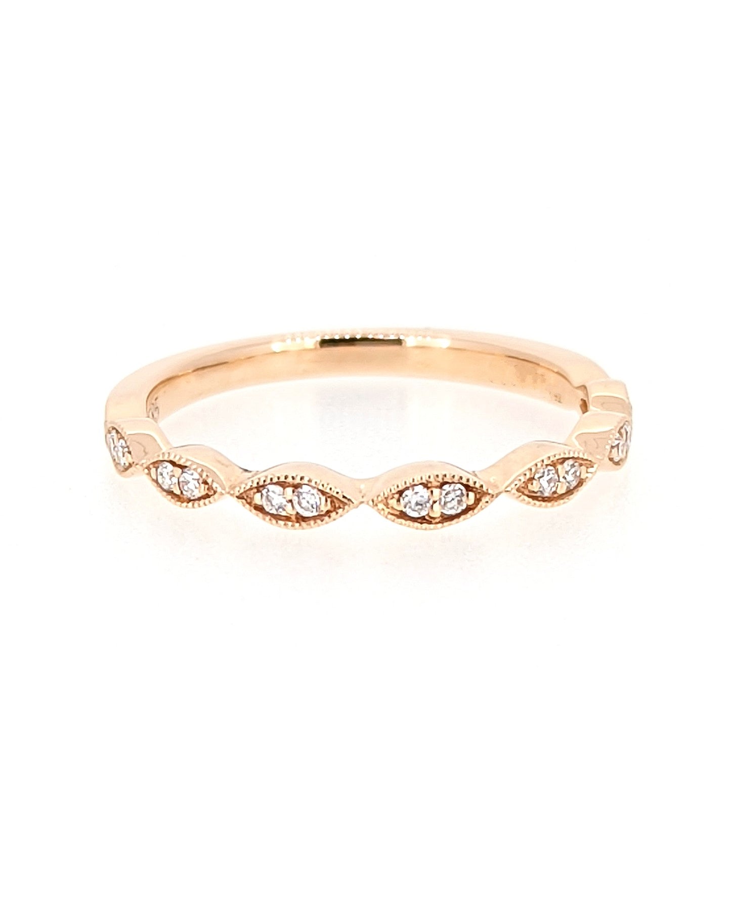 Pave-Set Diamond Wedding Band in 14K Rose Gold