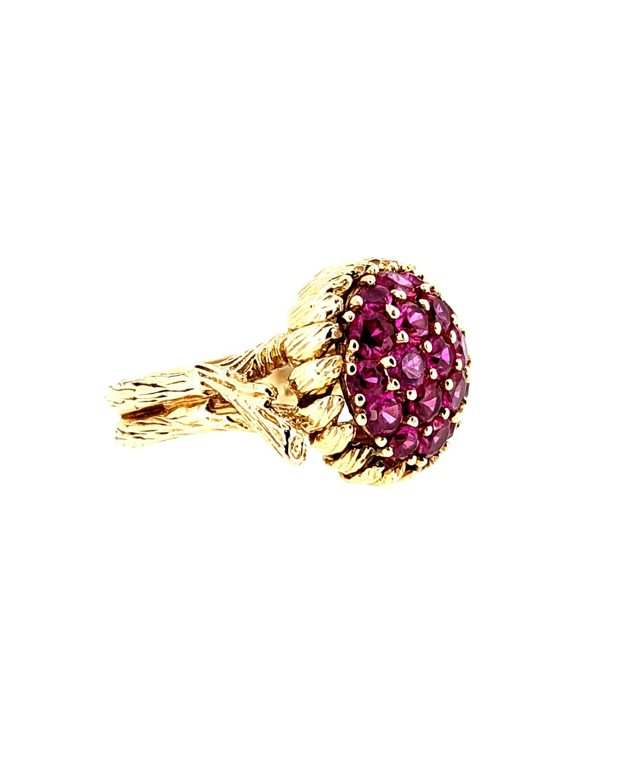 Vintage Ruby Cluster Ring in 14K Yellow Gold
