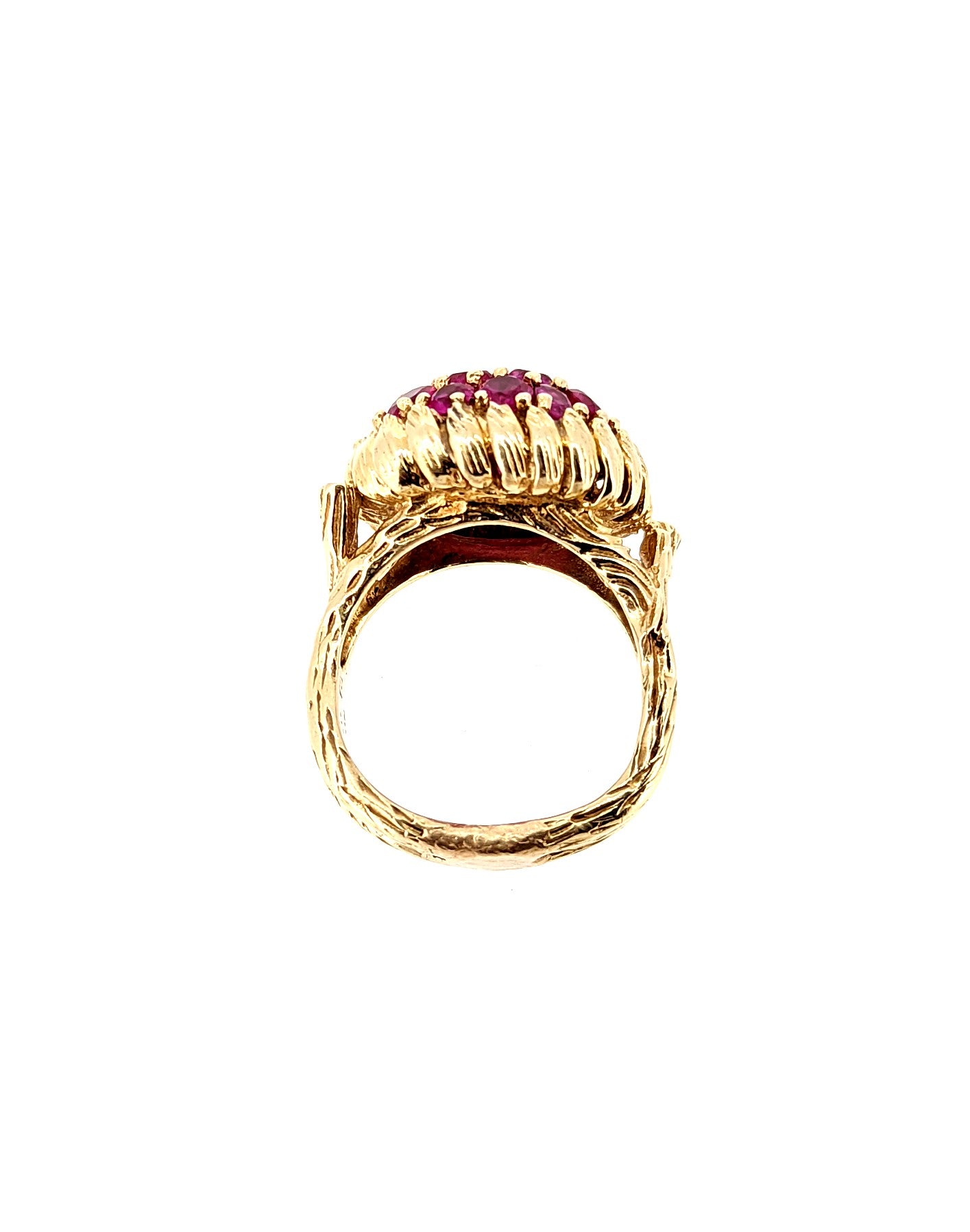 Vintage Ruby Cluster Ring in 14K Yellow Gold