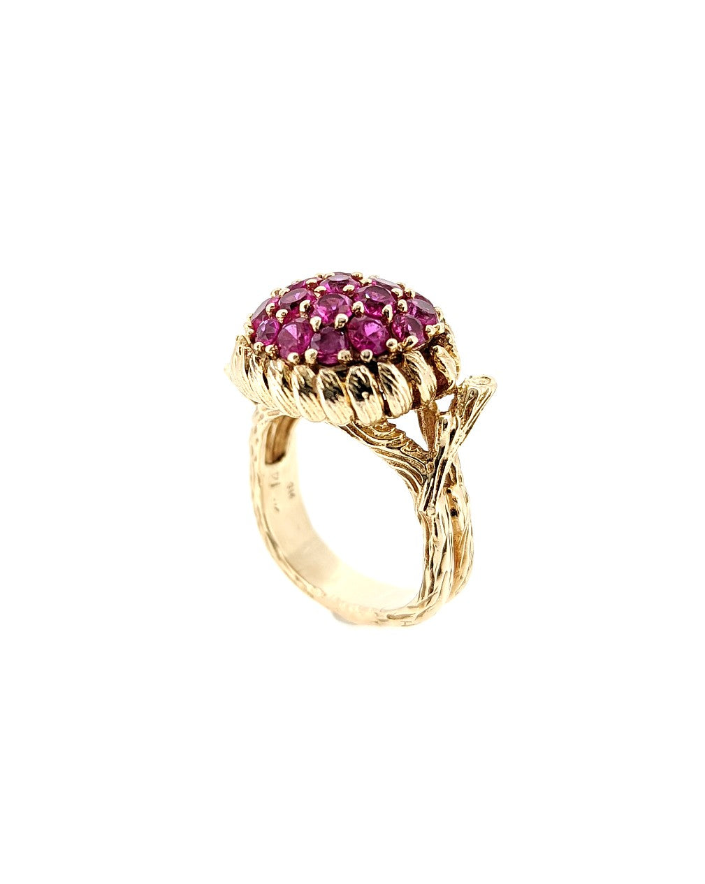 Vintage Ruby Cluster Ring in 14K Yellow Gold