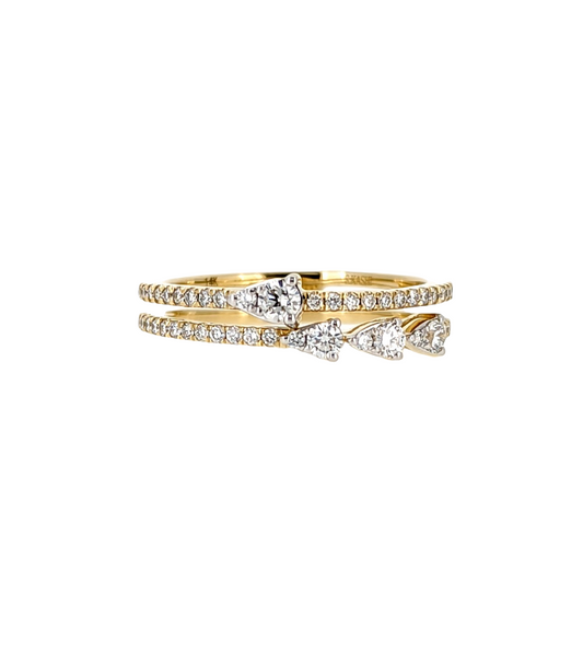 Two Row 14K Yellow Gold Diamond Fashion Ring