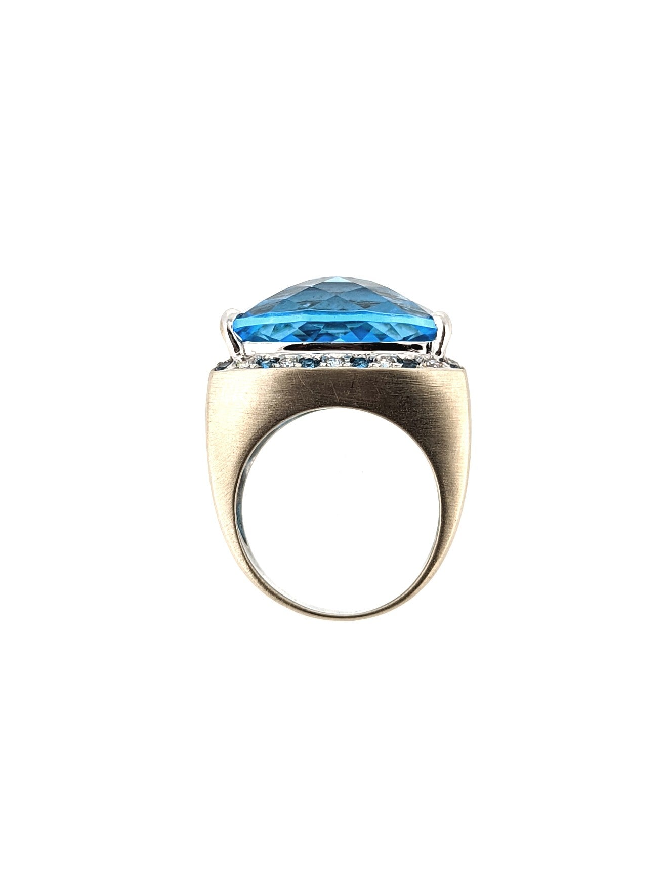 Large Blue Topaz Ring in 18K White Gold