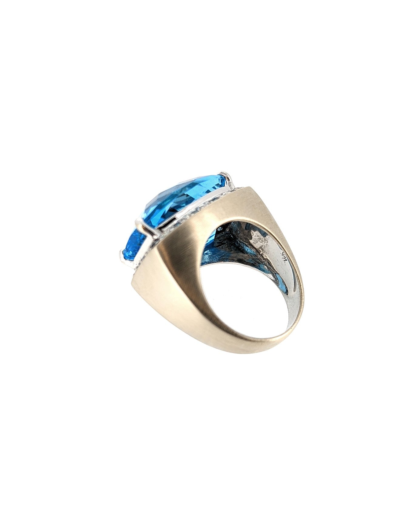 Large Blue Topaz Ring in 18K White Gold