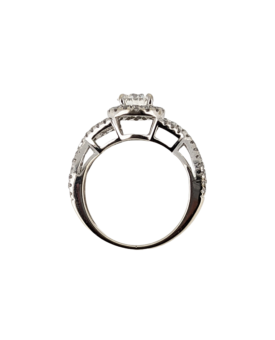 3/4 CT F/VS2 Diamond Halo Engagement Ring in 14K White Gold