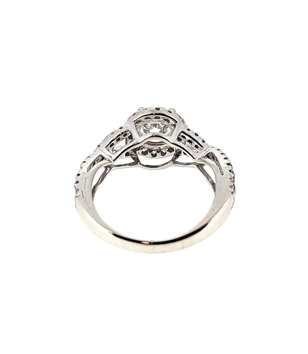 3/4 CT F/VS2 Diamond Halo Engagement Ring in 14K White Gold