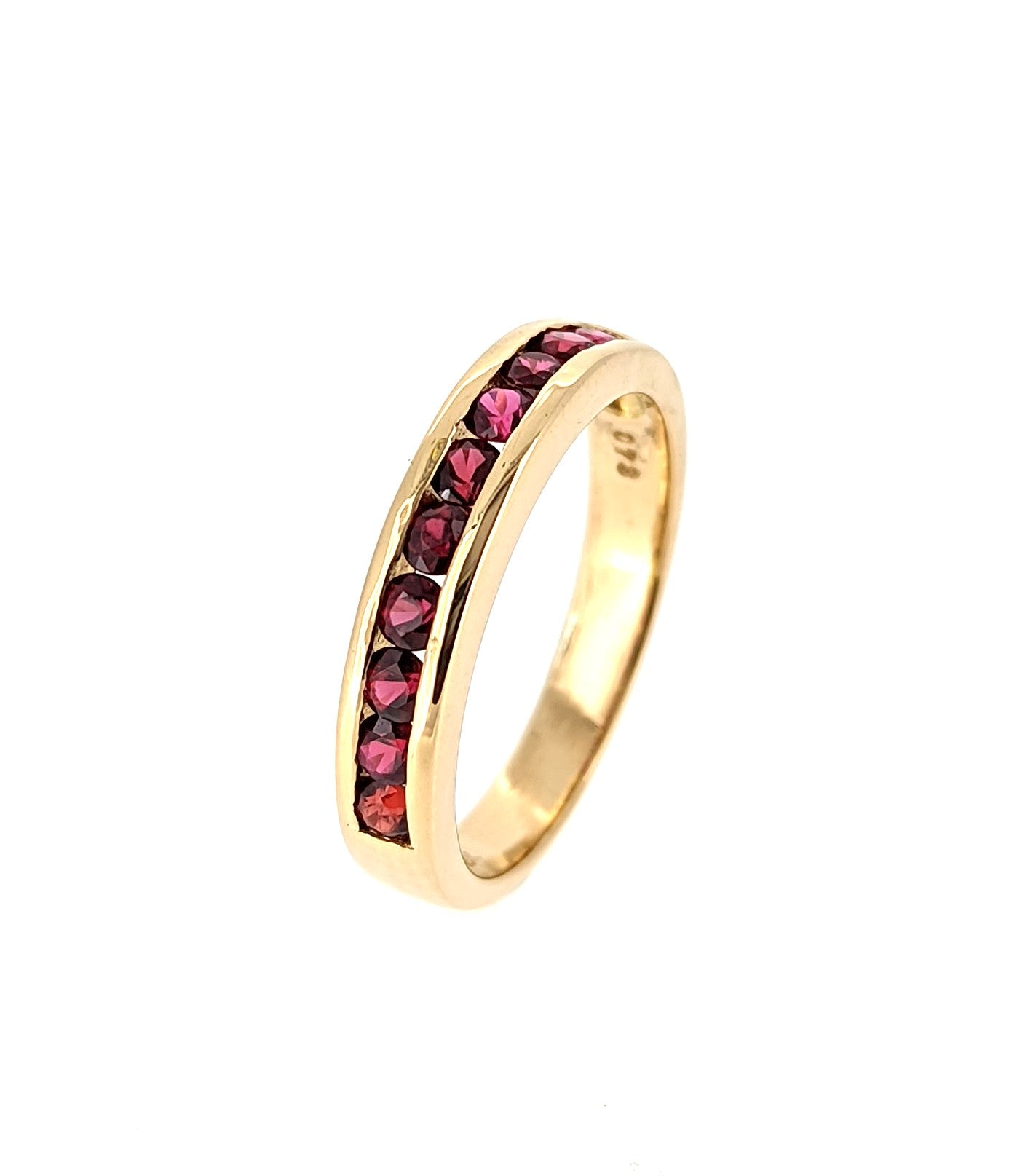 18K Yellow Gold Channel Set Ruby Band