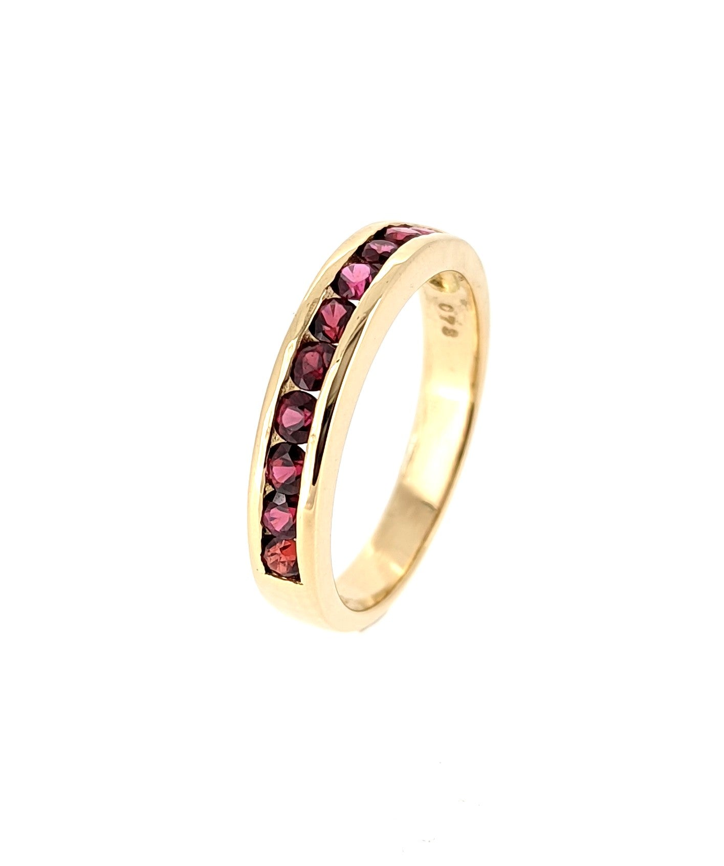 18K Yellow Gold Channel Set Ruby Band