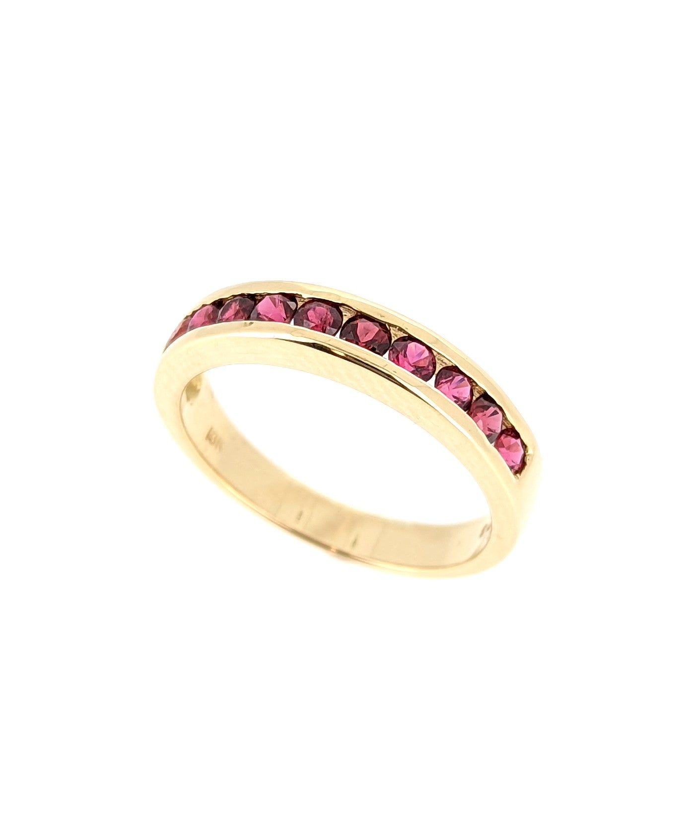 18K Yellow Gold Channel Set Ruby Band