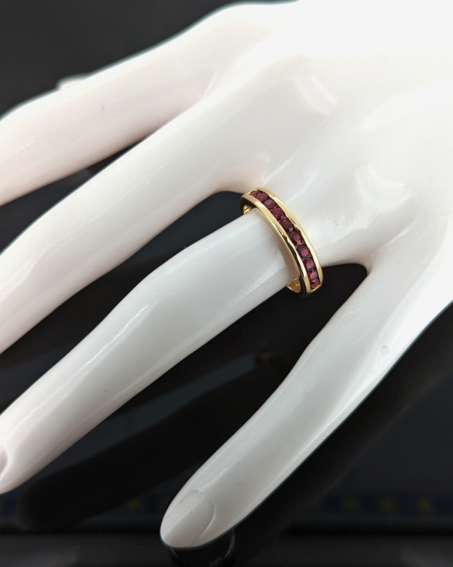 18K Yellow Gold Channel Set Ruby Band