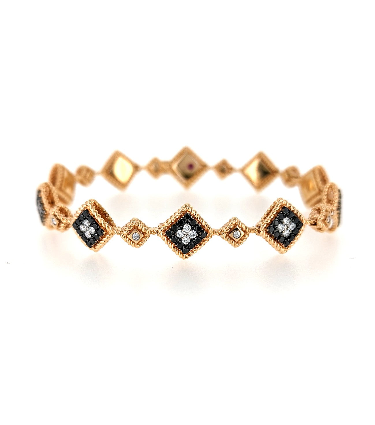 Roberto Coin 18K Rose Gold Palazzo Ducale Black & White Diamond Link Bracelet
