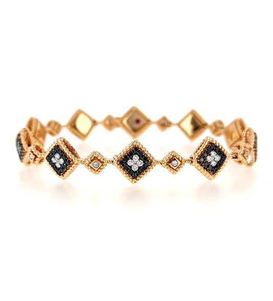 Roberto Coin 18K Rose Gold Palazzo Ducale Black & White Diamond Link Bracelet