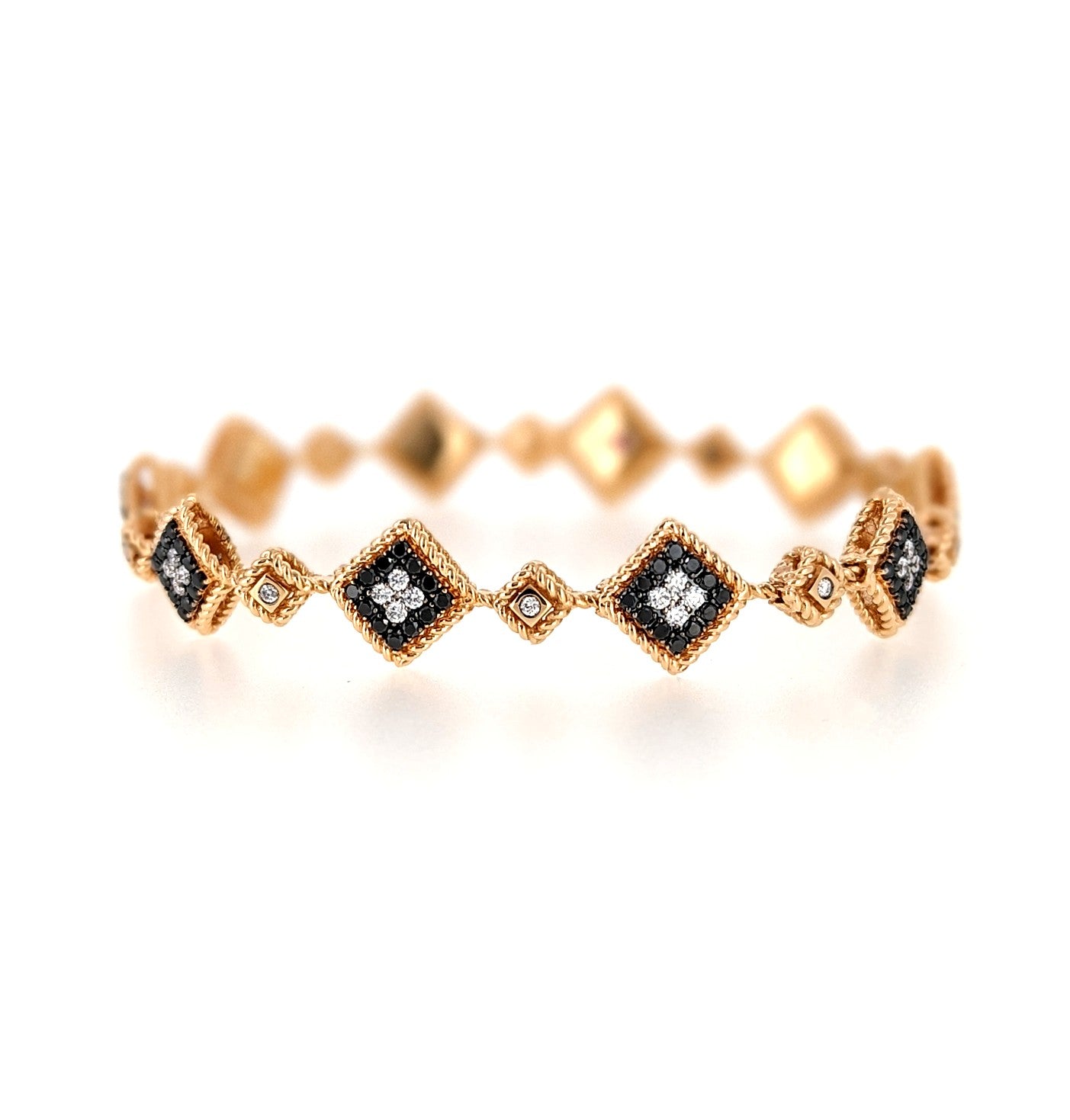 Roberto Coin 18K Rose Gold Palazzo Ducale Black & White Diamond Link Bracelet