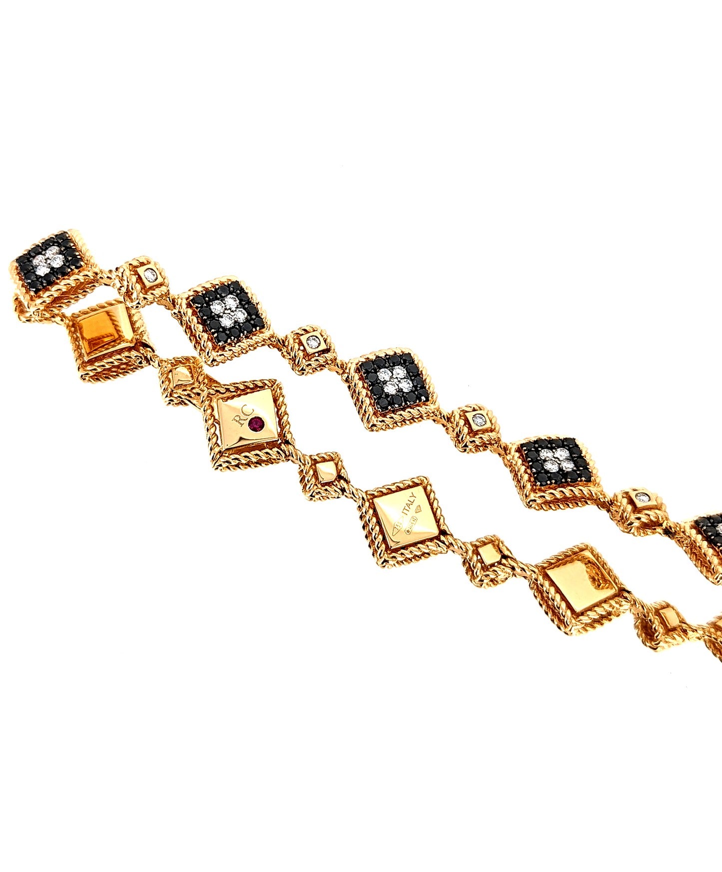 Roberto Coin 18K Rose Gold Palazzo Ducale Black & White Diamond Link Bracelet