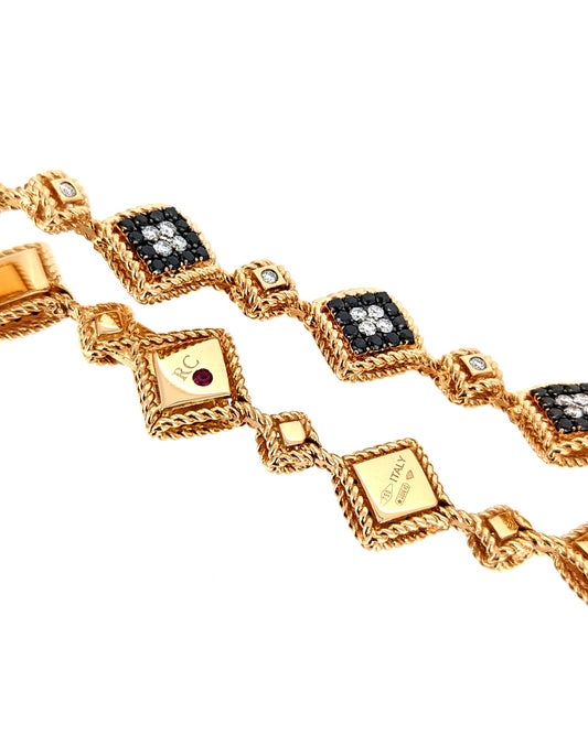 Roberto Coin 18K Rose Gold Palazzo Ducale Black & White Diamond Link Bracelet
