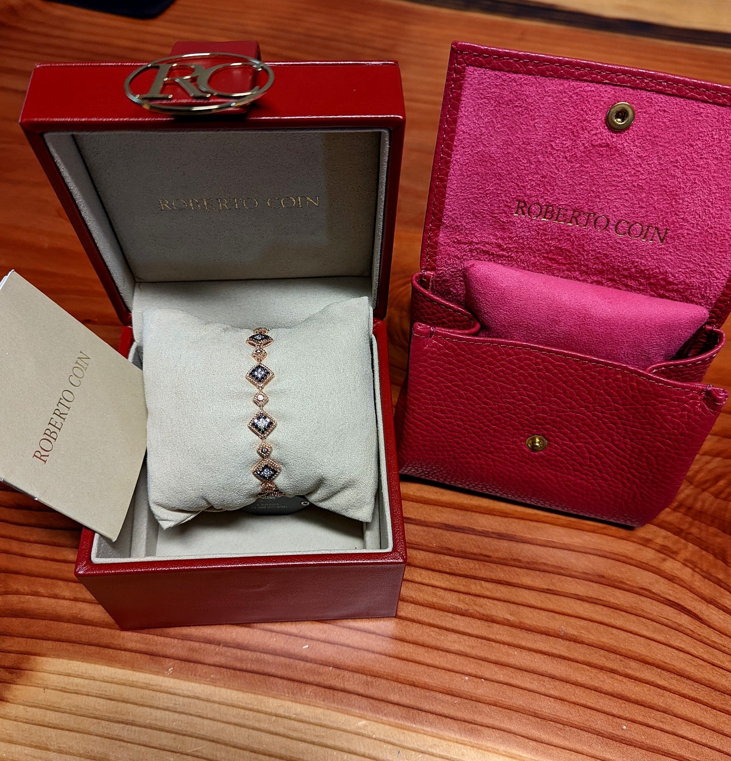 Roberto Coin 18K Rose Gold Palazzo Ducale Black & White Diamond Link Bracelet