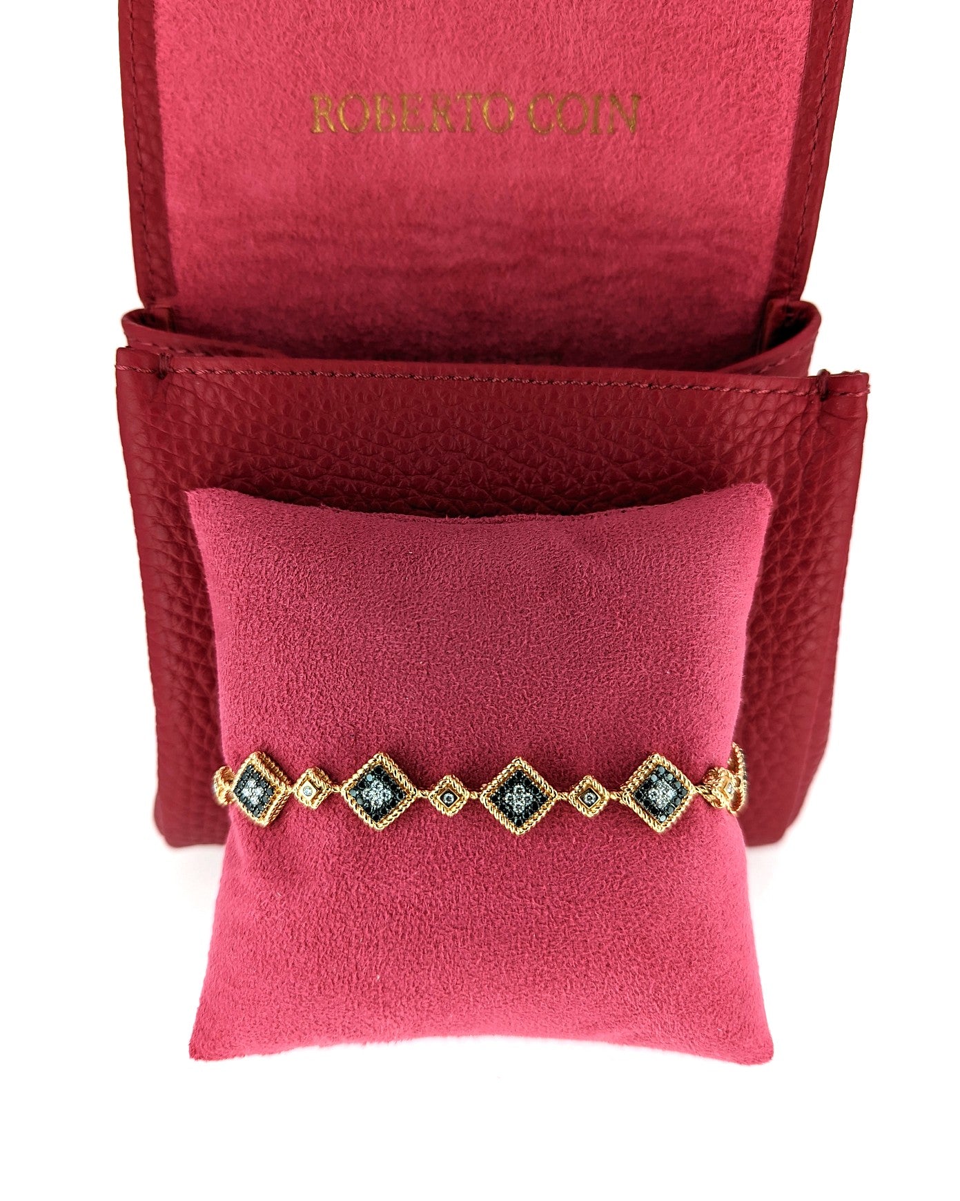 Roberto Coin 18K Rose Gold Palazzo Ducale Black & White Diamond Link Bracelet